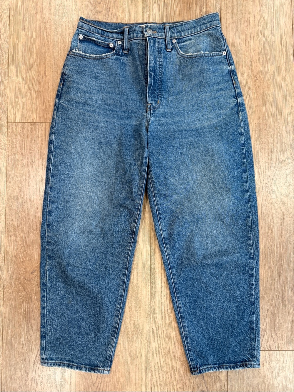 Madewell Balloon Jeans Women’s 28 High Rise Tapered Barrel Leg Blue Denim